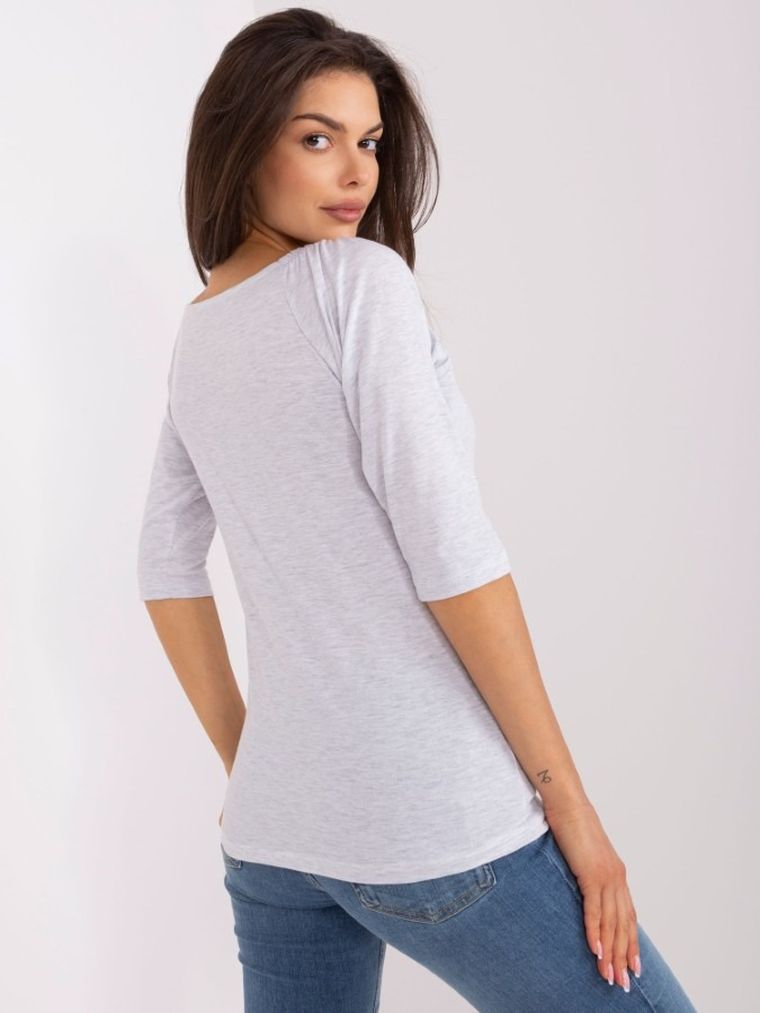 Bluzka damska z krótkim rękawem, szara, Lily Rose