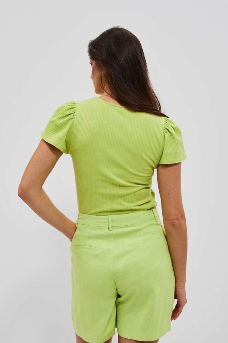 Bluzka damska z krótkim rękawem, zielona, Moodo