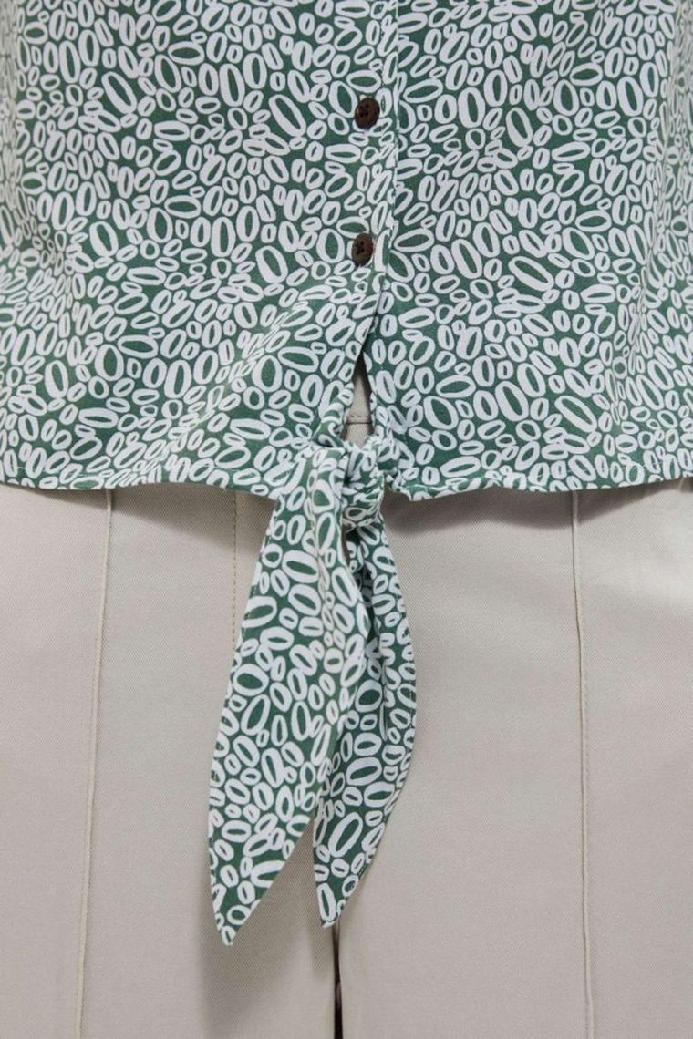 Bluzka damska z krótkim rękawem, zielona, Moodo