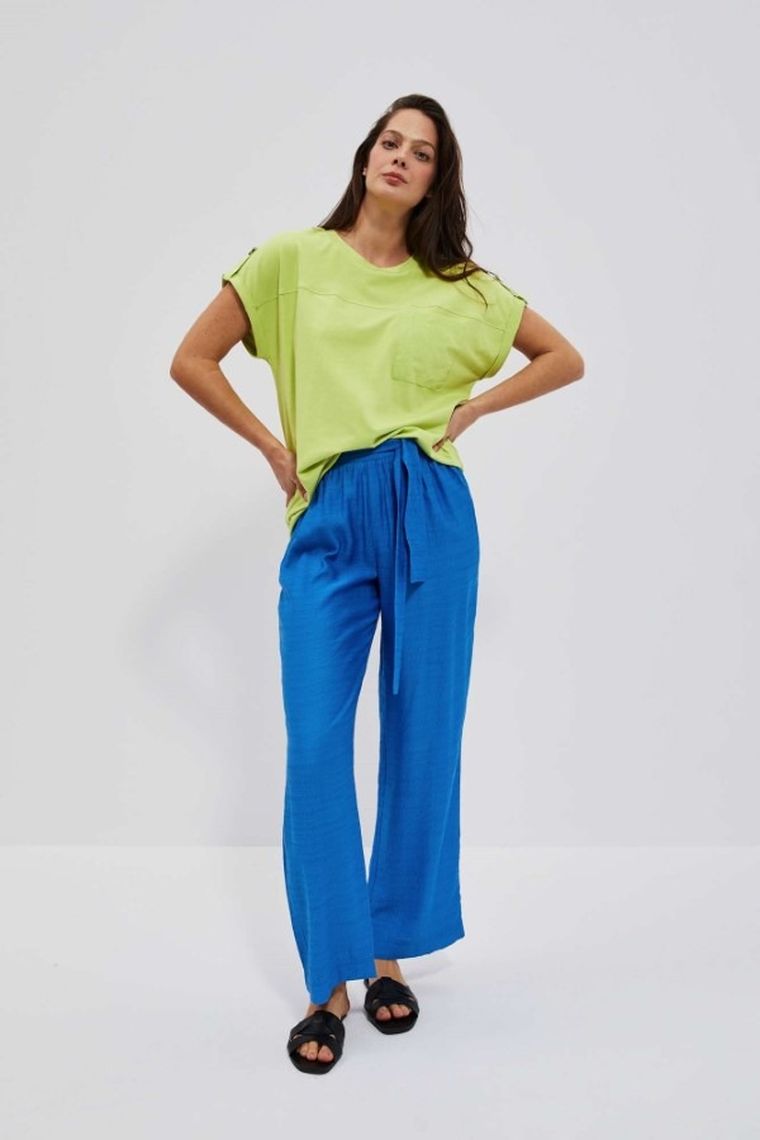 Bluzka damska z krótkim rękawem, zielona, Moodo