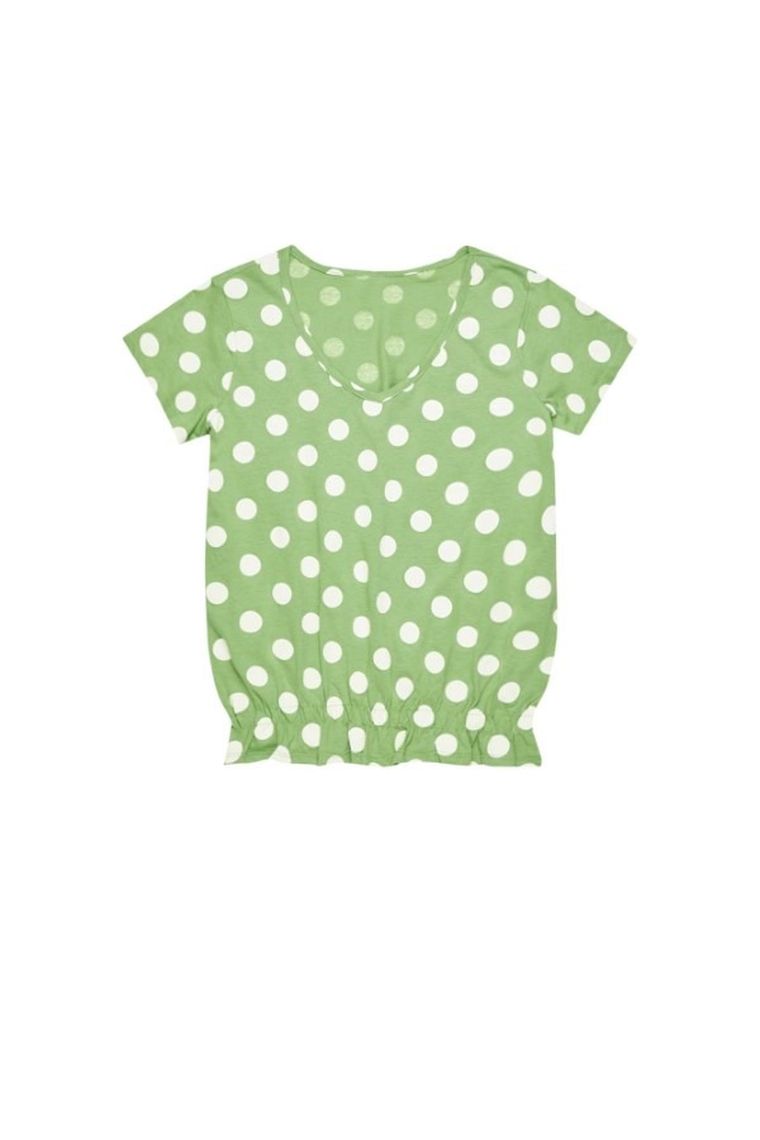 Bluzka damska z krótkim rękawem, zielona, Moodo