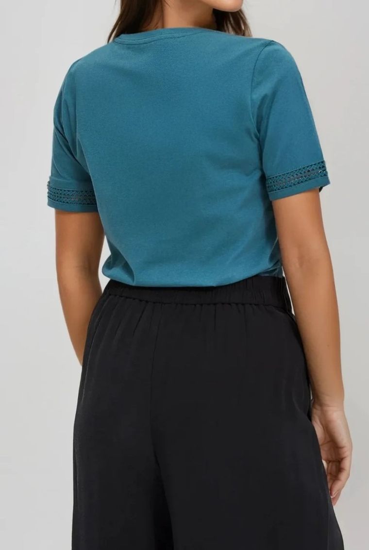 Bluzka damska z krótkim rękawem, zielona, Moodo