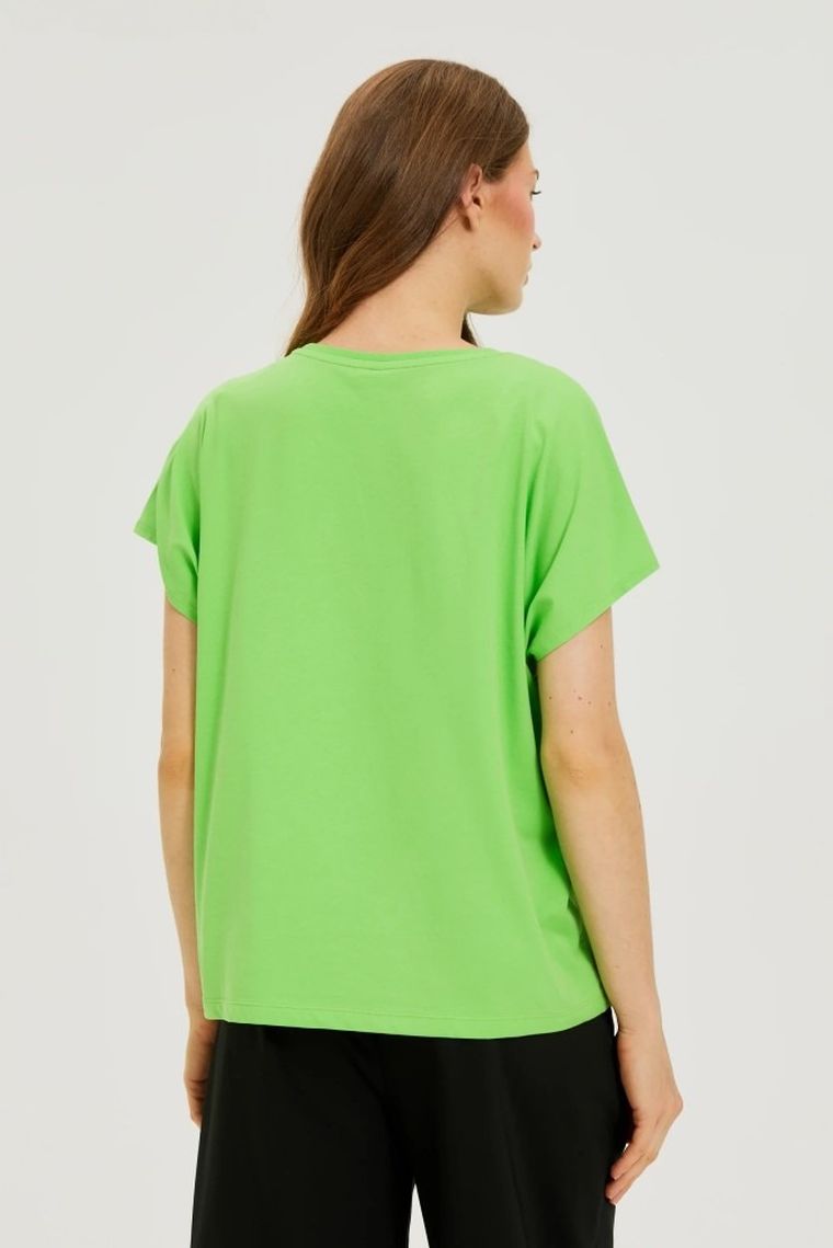 Bluzka damska z krótkim rękawem, zielona, Moodo