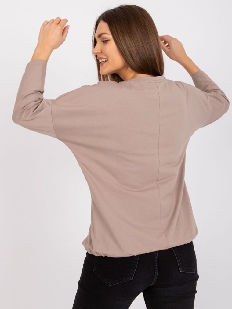 Bluzka damska z rękawem 3/4, beżowa, Rue Paris