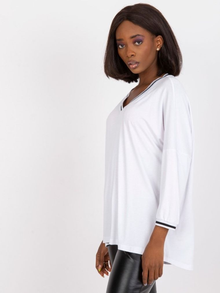 Bluzka damska z rękawem 3/4, biała, Basic Feel Good