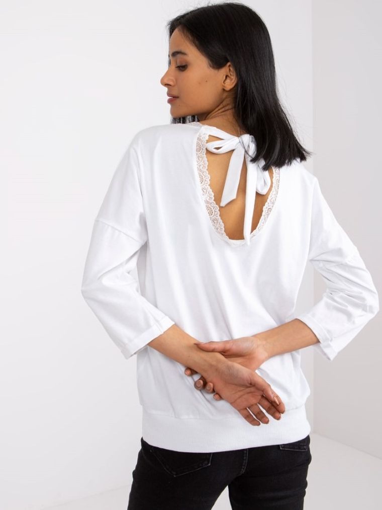 Bluzka damska z rękawem 3/4, biała, Rue Paris
