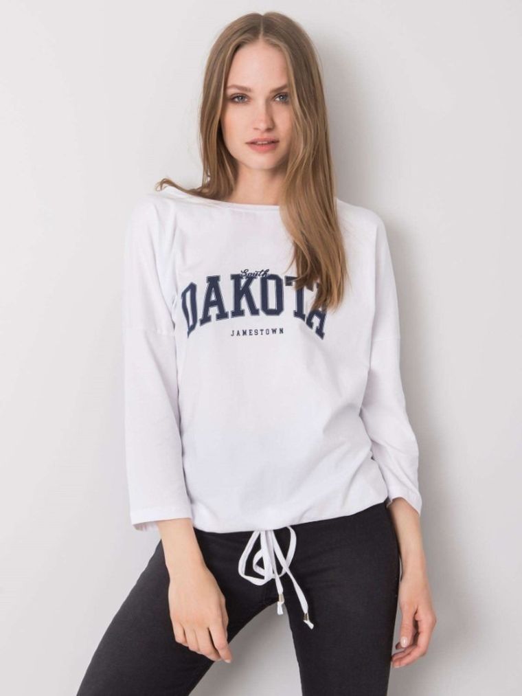 Bluzka damska z rękawem 3/4, biała, Rue Paris