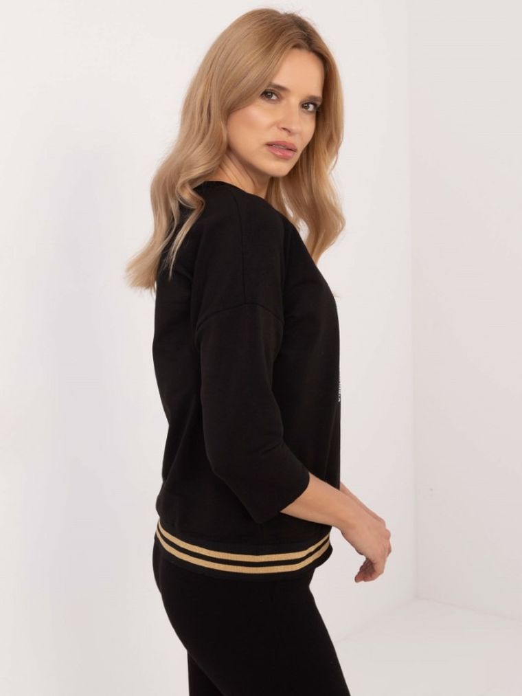 Bluzka damska z rękawem 3/4, czarna, Calimera