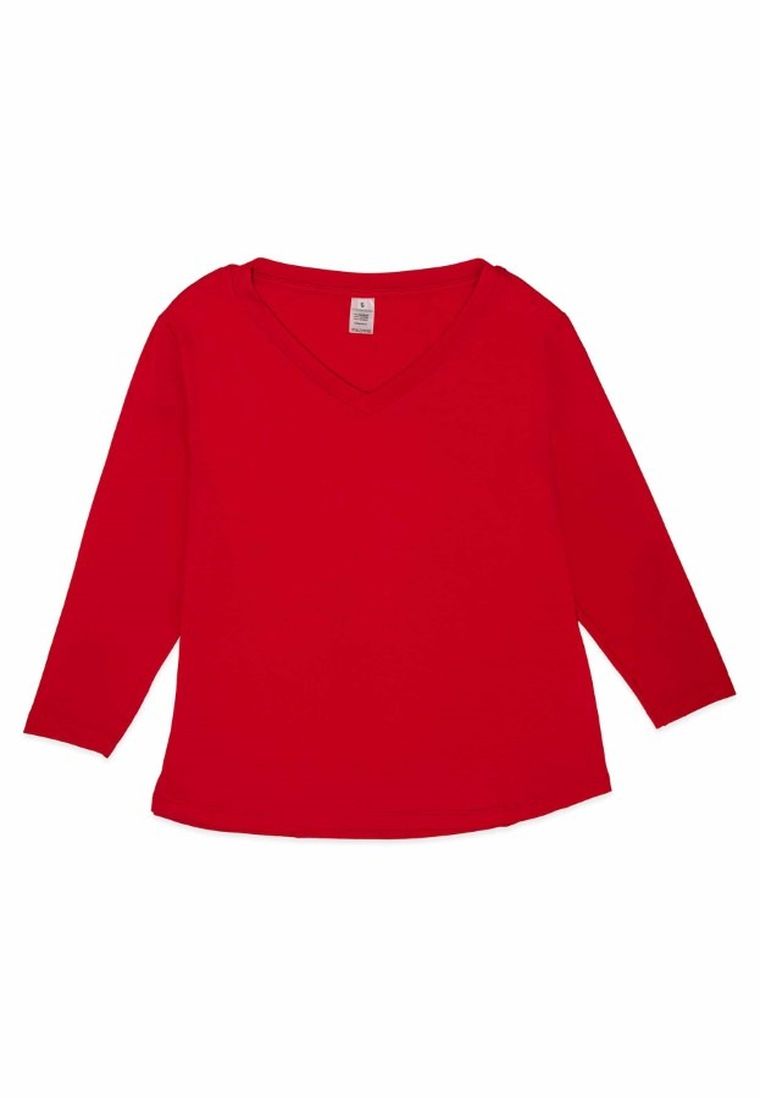 Bluzka damska z rękawem 3/4, czerwona, Golden Queen