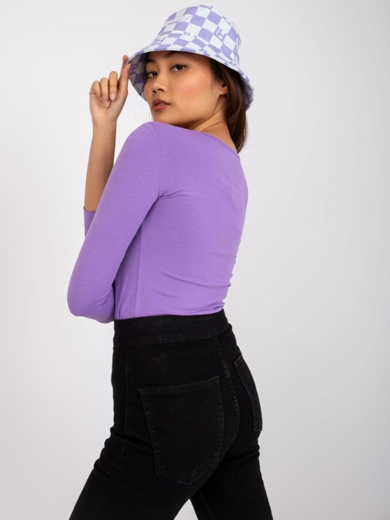 Bluzka damska z rękawem 3/4, fioletowa, Basic Feel Good