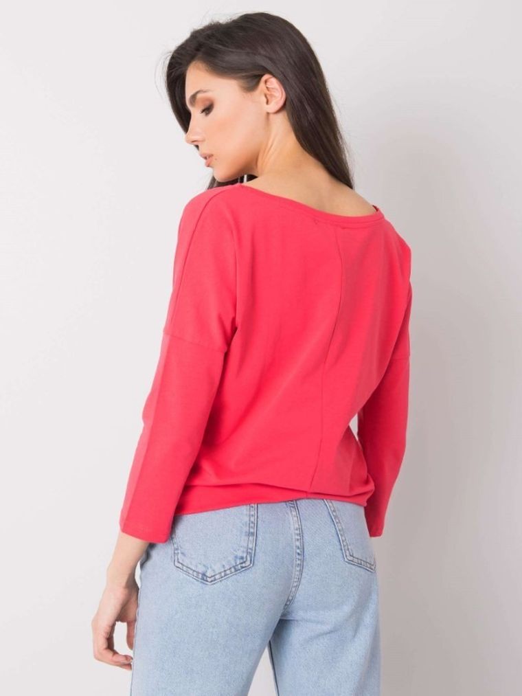Bluzka damska z rękawem 3/4, koralowa, Rue Paris