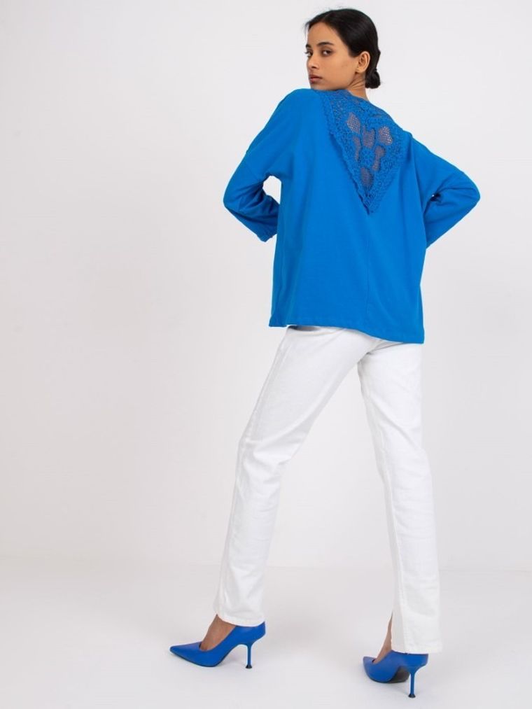 Bluzka damska z rękawem 3/4, niebieska, Rue Paris