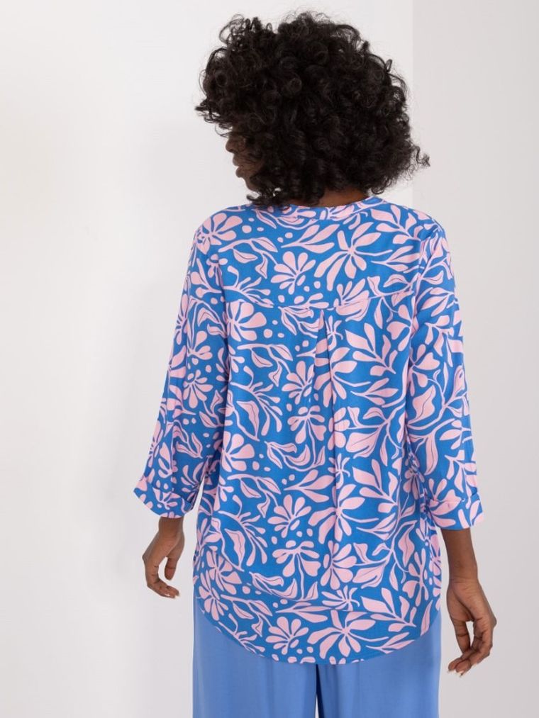 Bluzka damska z rękawem 3/4, niebieska, Sublevel