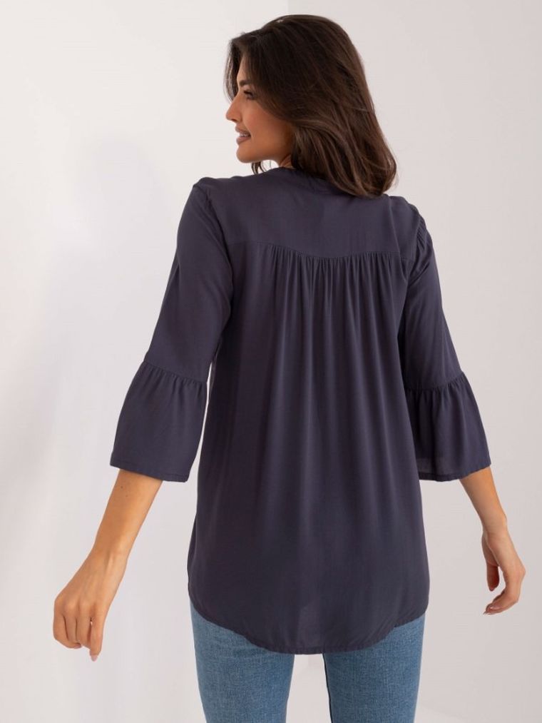 Bluzka damska z rękawem 3/4, niebieska, Sublevel