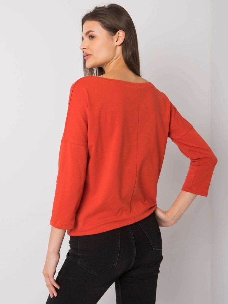 Bluzka damska z rękawem 3/4, pomarańczowa, Basic Feel Good