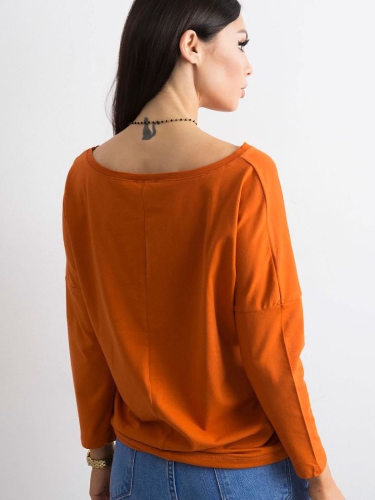 Bluzka damska z rękawem 3/4, pomarańczowa, Basic Feel Good