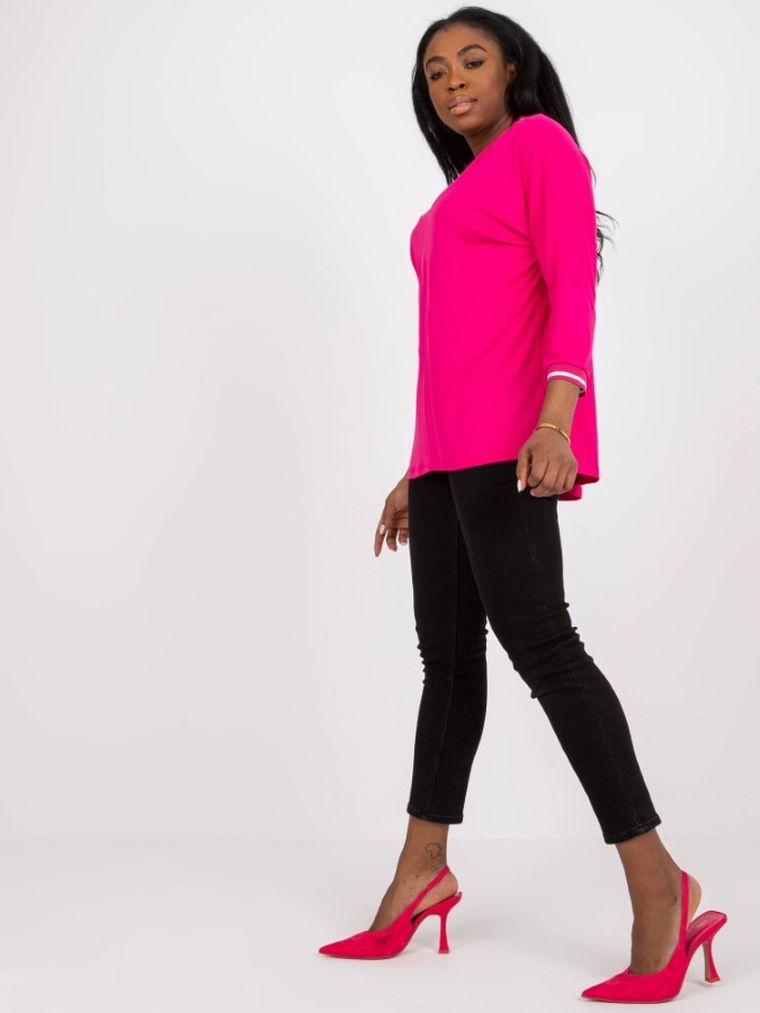 Bluzka damska z rękawem 3/4, różowa, Basic Feel Good