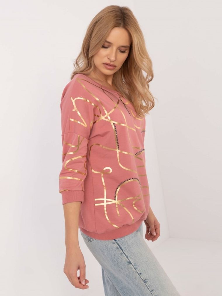 Bluzka damska z rękawem 3/4, różowa, Calimera