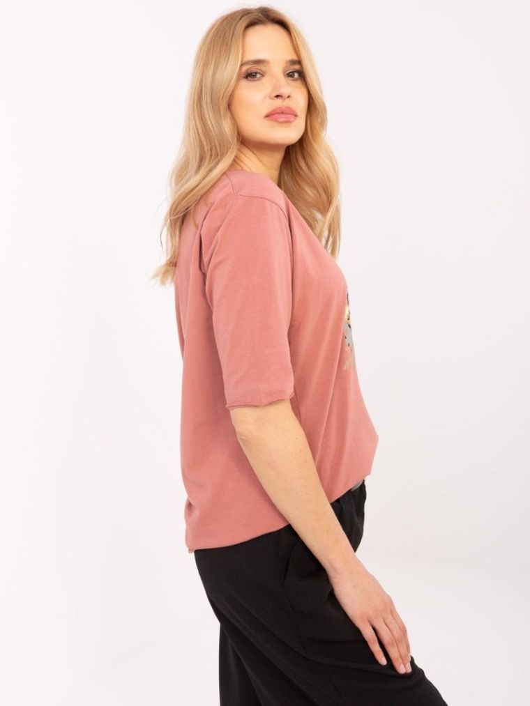 Bluzka damska z rękawem 3/4, różowa, Calimera