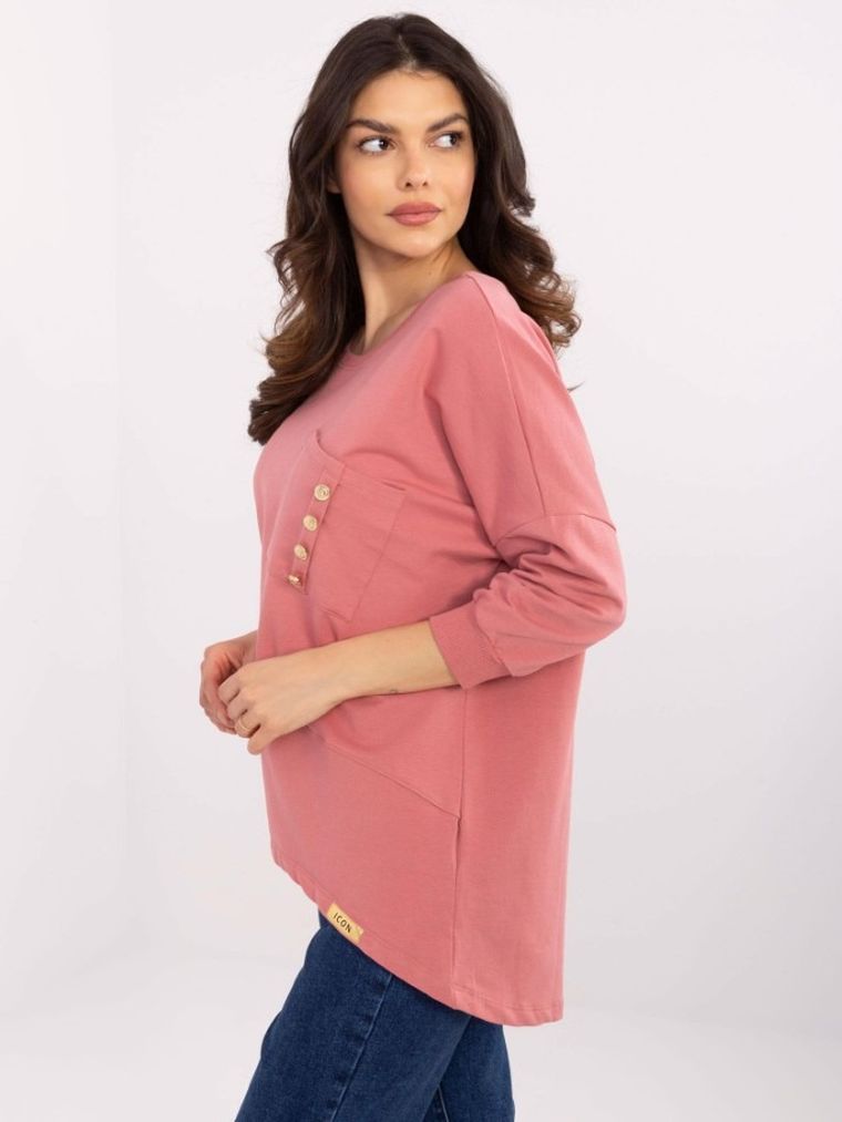 Bluzka damska z rękawem 3/4, różowa, Calimera