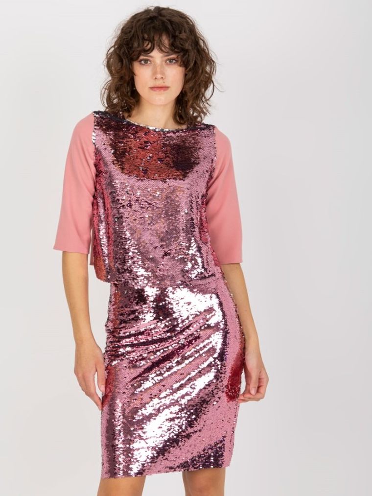 Bluzka damska z rękawem 3/4, różowa, Lakerta