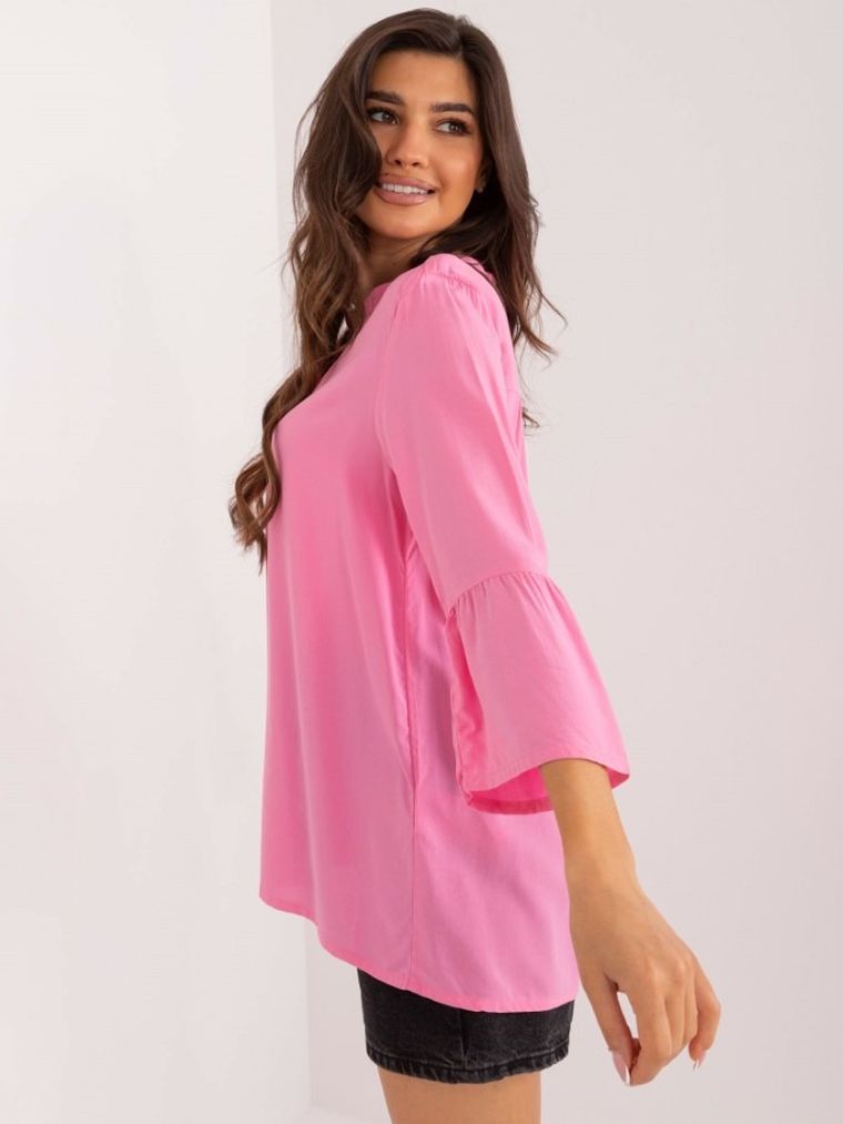 Bluzka damska z rękawem 3/4, różowa, Sublevel