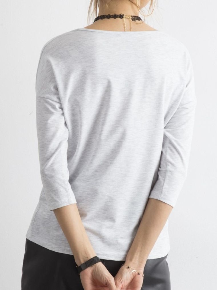 Bluzka damska z rękawem 3/4, szara, Basic Feel Good