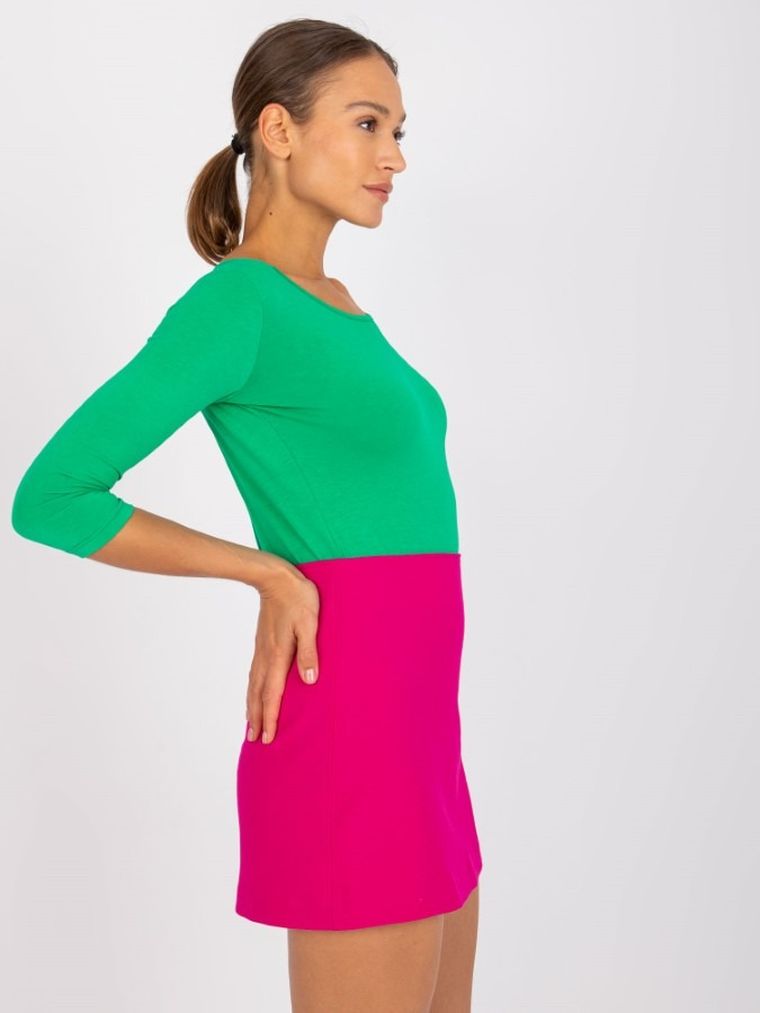 Bluzka damska z rękawem 3/4, zielona, Basic Feel Good