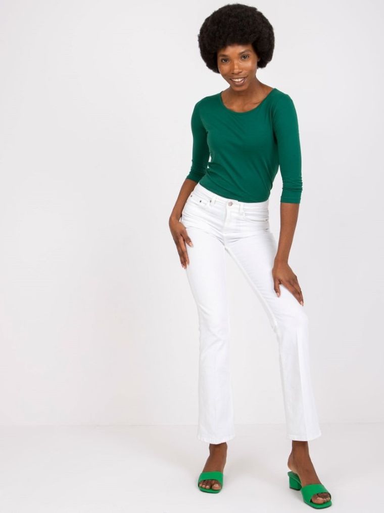 Bluzka damska z rękawem 3/4, zielona, Basic Feel Good