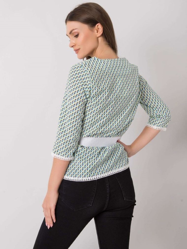 Bluzka damska z rękawem 3/4, zielona, Lakerta