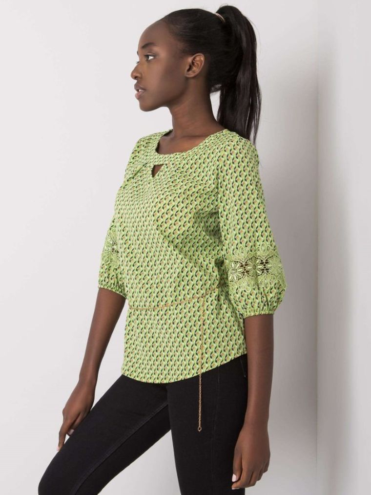 Bluzka damska z rękawem 3/4, zielona, Lakerta