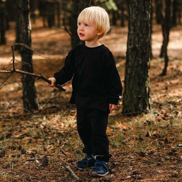 Bluzka dziecięca z długim rękawem, czarna, Eevi