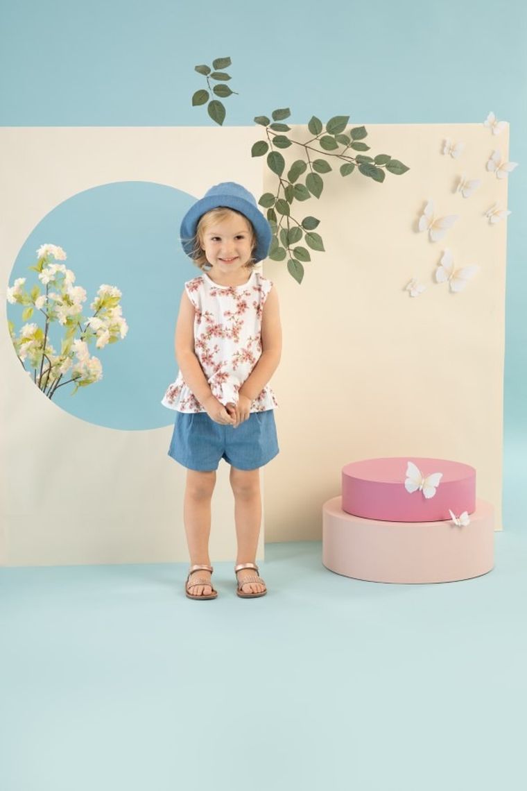 Bluzka dziewczęca bez rękawów, bawełna organiczna, ecru, Pinokio