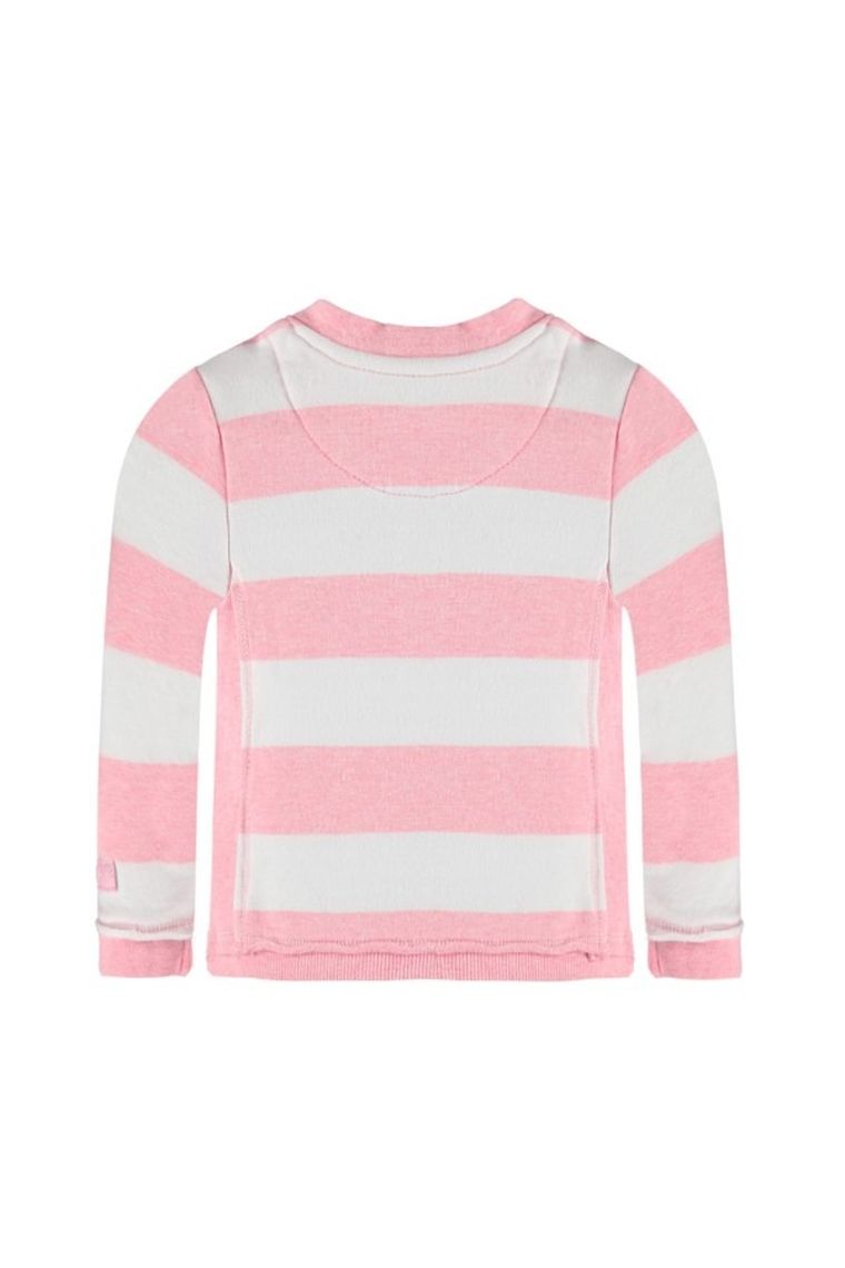Bluzka dziewczęca z długim rękawem, bawełna organiczna, biało-różowa, Bellybutton