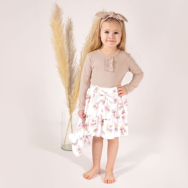 Bluzka dziewczęca z długim rękawem, beżowa, Nicol