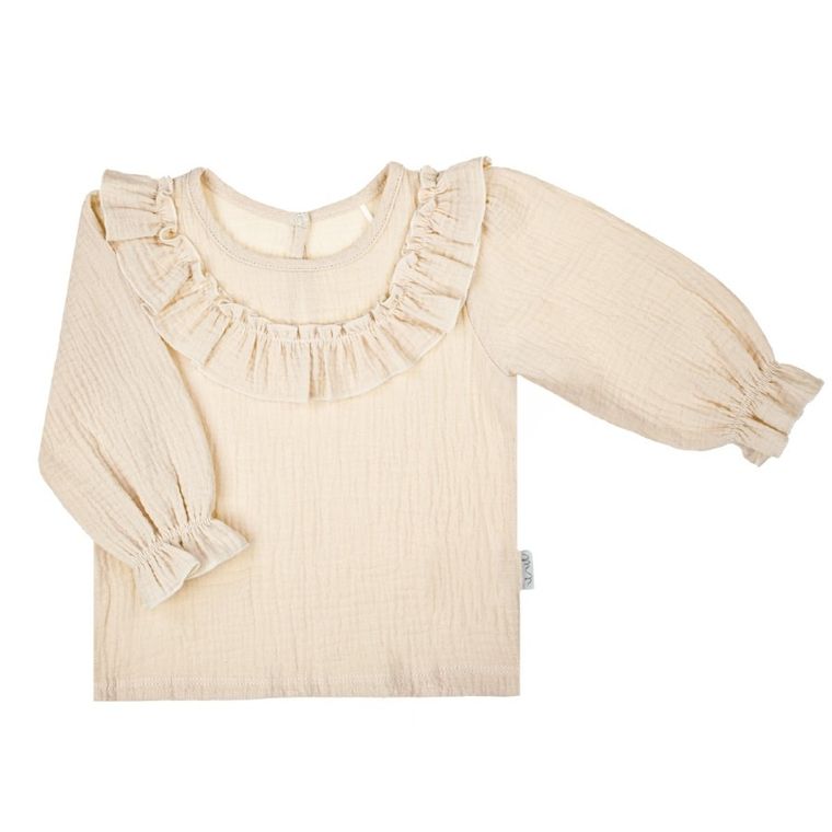 Bluzka dziewczęca z długim rękawem, beżowa, Nicol