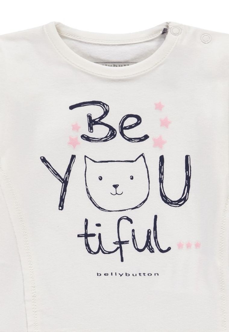 Bluzka dziewczęca z długim rękawem, biała, Bellybutton