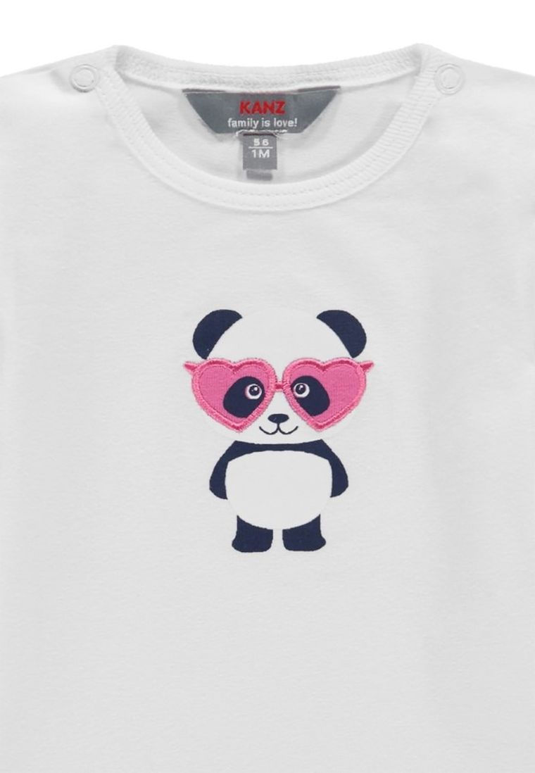 Bluzka dziewczęca z długim rękawem, biała, Kanz