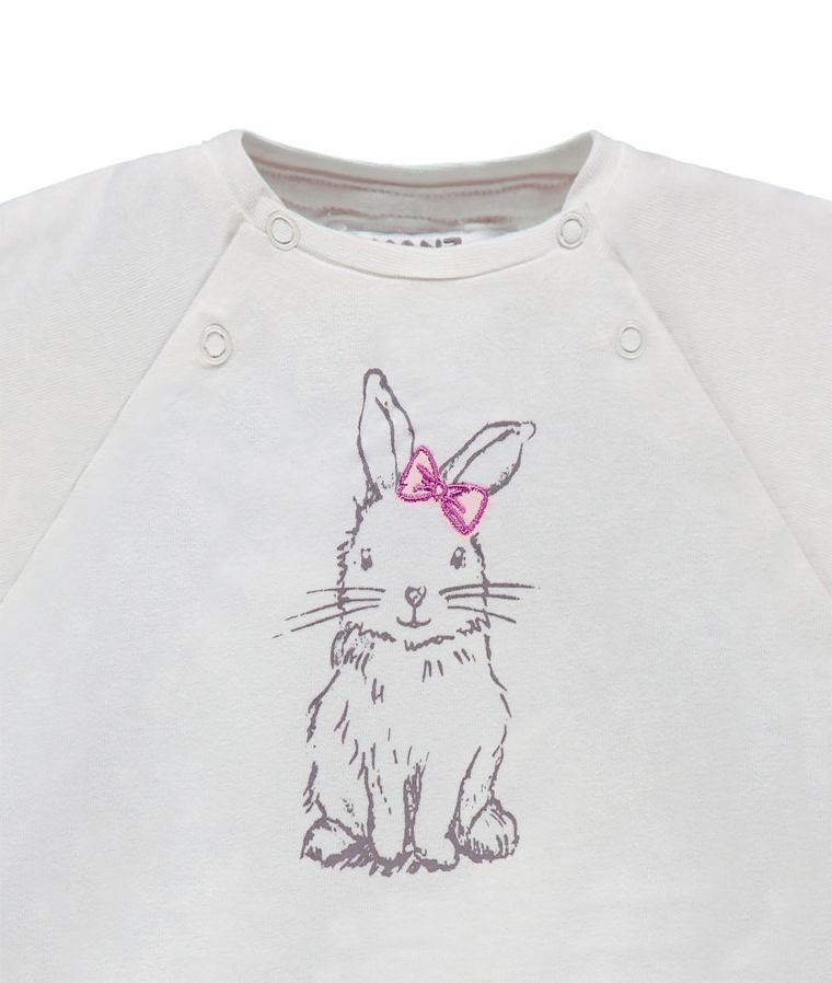 Bluzka dziewczęca z długim rękawem, biała, Kanz