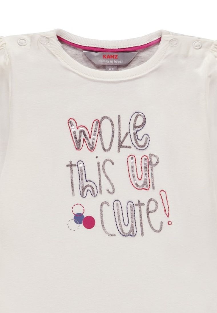 Bluzka dziewczęca z długim rękawem, biała, Kanz