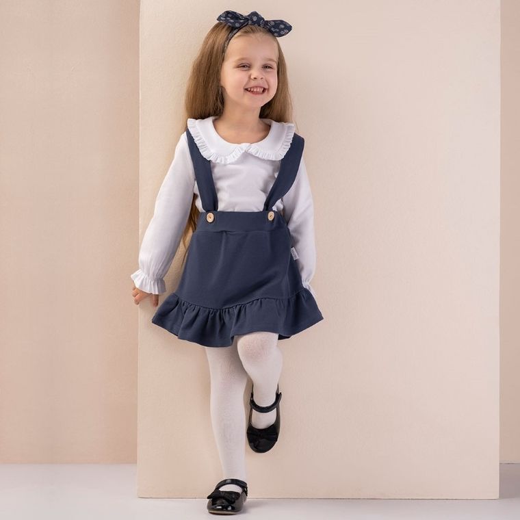 Bluzka dziewczęca z długim rękawem, biała, Nicol