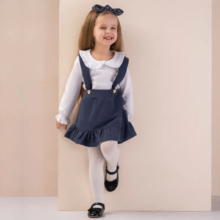 Bluzka dziewczęca z długim rękawem, biała, Nicol