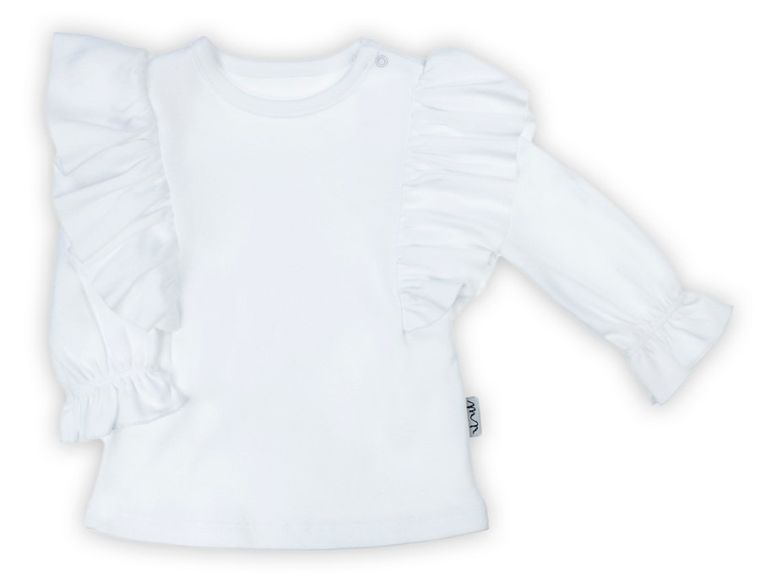 Bluzka dziewczęca z długim rękawem, biała, Nicol