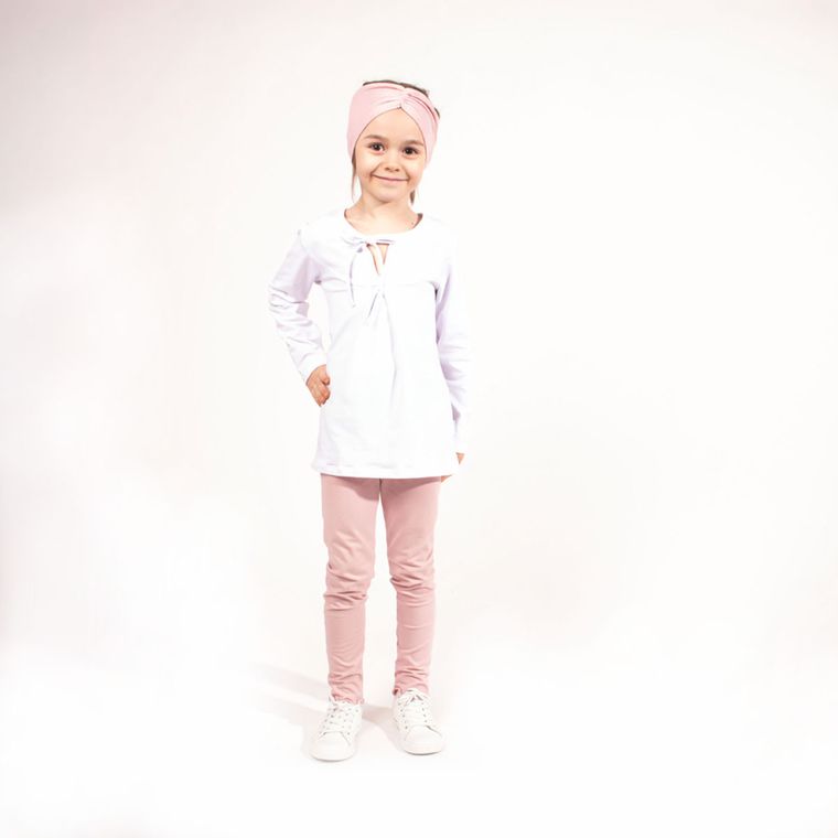 Bluzka dziewczęca z długim rękawem, biała, Nicol