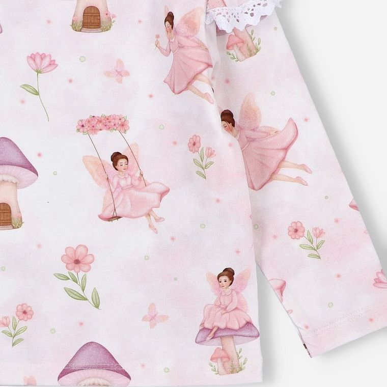 Bluzka dziewczęca z długim rękawem, biało-różowa, By o Baby