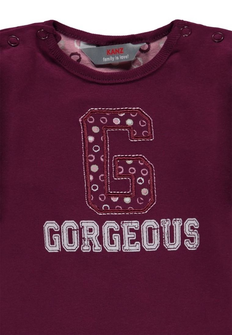 Bluzka dziewczęca z długim rękawem, bordowa, Kanz