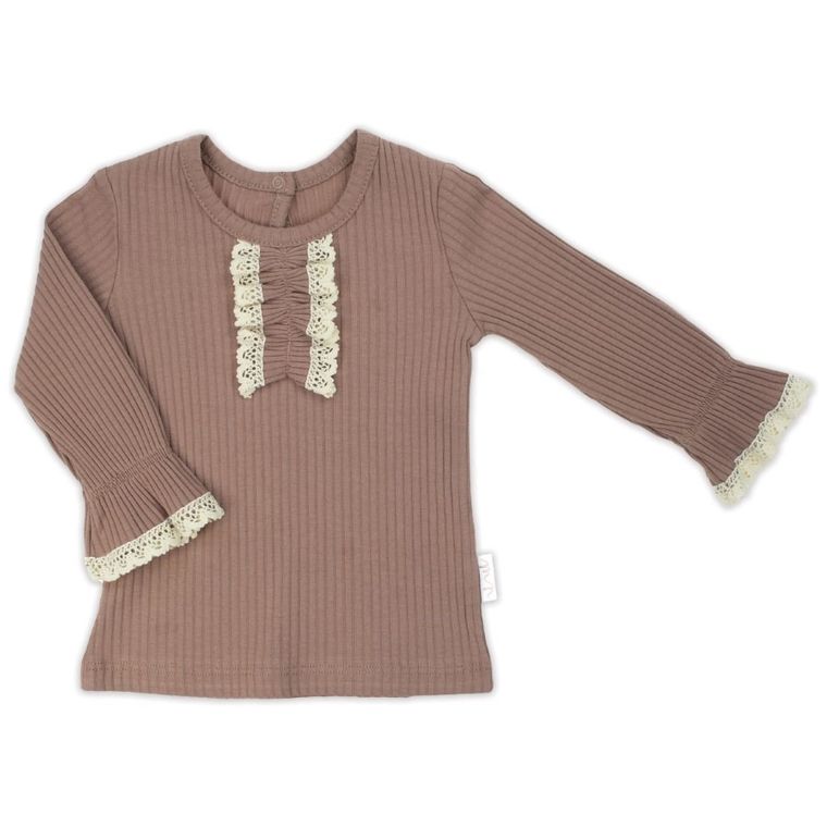 Bluzka dziewczęca z długim rękawem, brązowa, Nicol