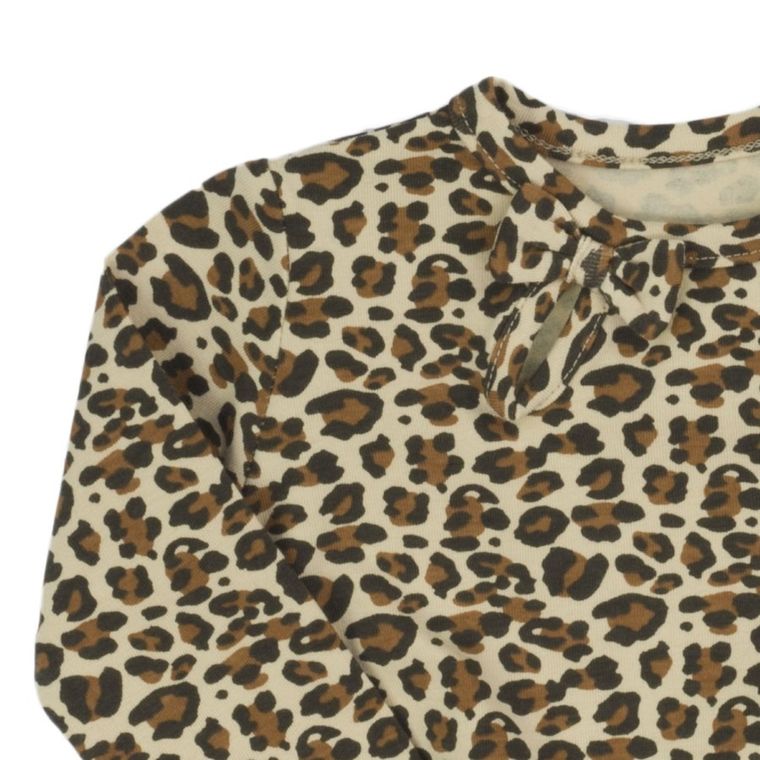 Bluzka dziewczęca z długim rękawem, brązowo-beżowa, Nicol