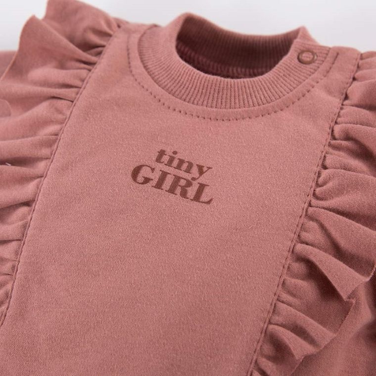 Bluzka dziewczęca z długim rękawem, ciemnoróżowa, Tiny girl, Eevi