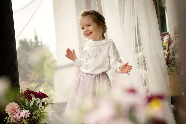 Bluzka dziewczęca z długim rękawem, ecru, Charlotte, Pinokio